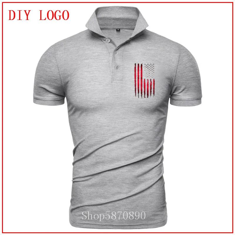 Мужские поло с коротким рукавом рубашки американскими звездами и полосками Флаг