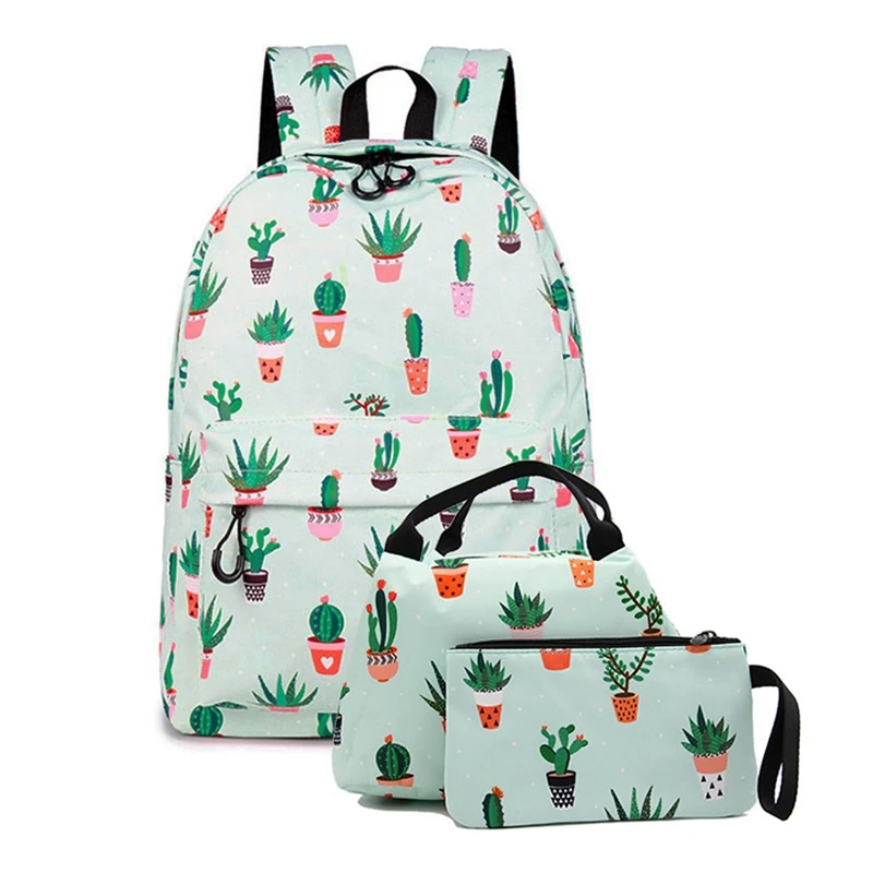 

NEW-Water Resistant Fashion Cactus Printed School Backpack With 15.6 Inch Laptop Sleeve Cute Bookbag For Girls Student Backpack