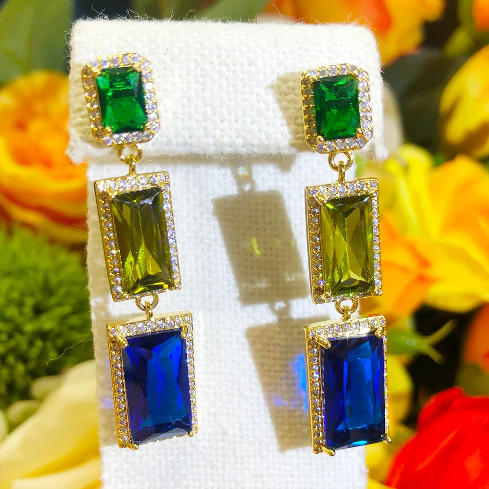 

Blachette Exclusive Luxury Clear Geometric Square Crystal Earrings Women's Wedding Banquet Anniversary Daily Fashion Jewelry