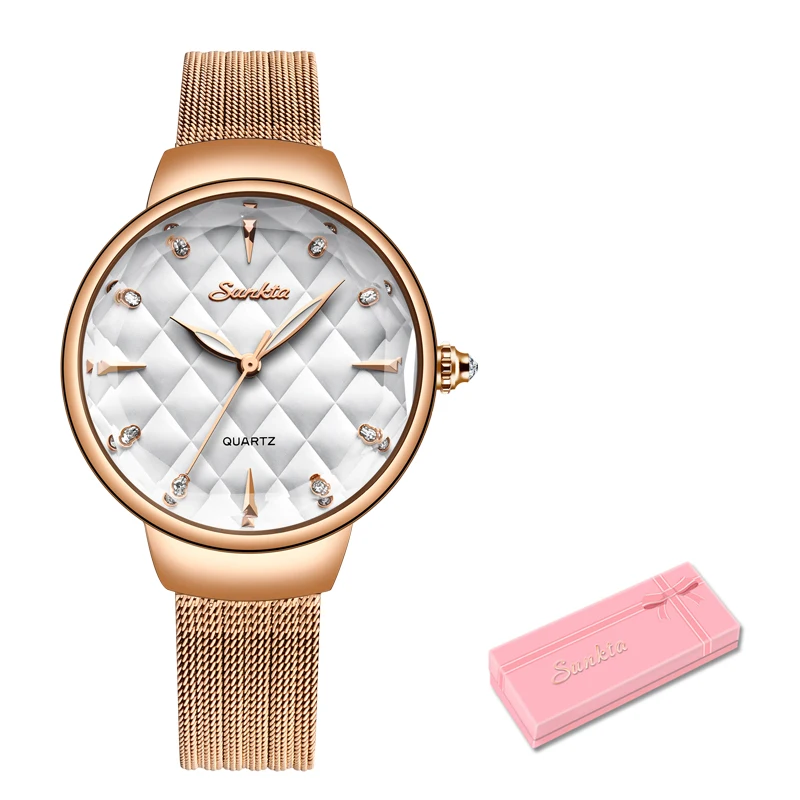 SUNKTA модные женские часы тонкие золотые браслет Reloj Mujer 2019 Новые водонепроницаемые