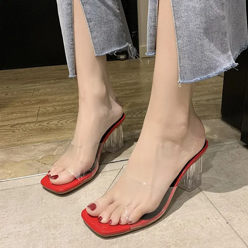 

Women's Fashion Transparent High Heels Women's Sandals Summer Women's Sandals Slippers Fish Mouth Transparent Casual Women Shoes