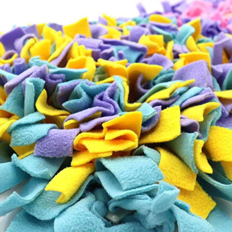 

Contrast Color Cloth Strip Square Pet Snuffle Feeding Mat Washable Dog Puzzle Toys Nosework Blanket for Dogs Puppy