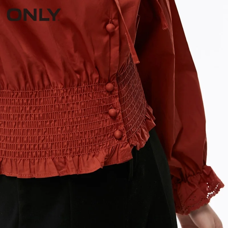 Женская рубашка с длинными рукавами из 100% хлопка на шнуровке высокой талией |