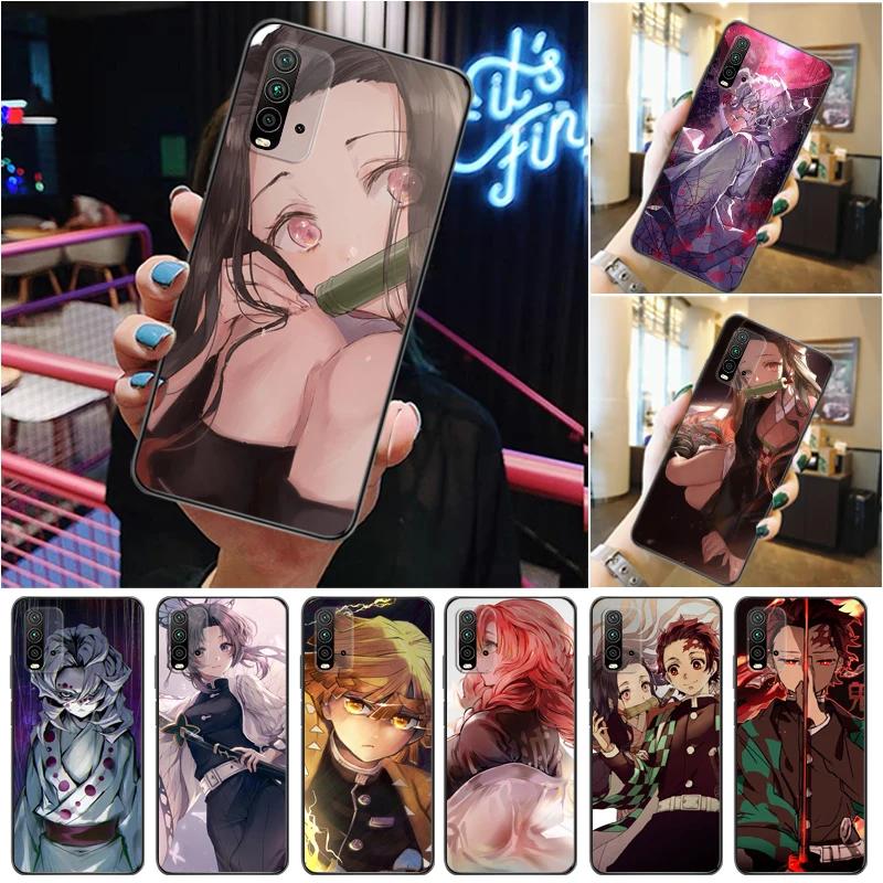 

Demon Slayer Agatsuma Zenitsu Kimetsu No Yaiba Kamado Tanjirou Kamado Nezuko Phone Case For Xiaomi Redmi 9 9T 9A Pro Coque