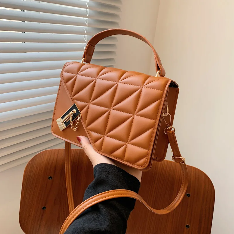 

2021 Summer New Fashion Ladies Small Square Bag Simple Casual Diamond Handbag Classic Small Bag Shoulder Bag Women's Handbag