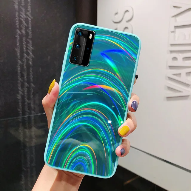 Rainbow Laser Mirror Glitter Case For Huawei Y5P Y6P Y7P 2020 P Smart Z Plus 2019 Y5 Y6 Y7 Y9 Prime Honor 9A 9C Cover | Мобильные