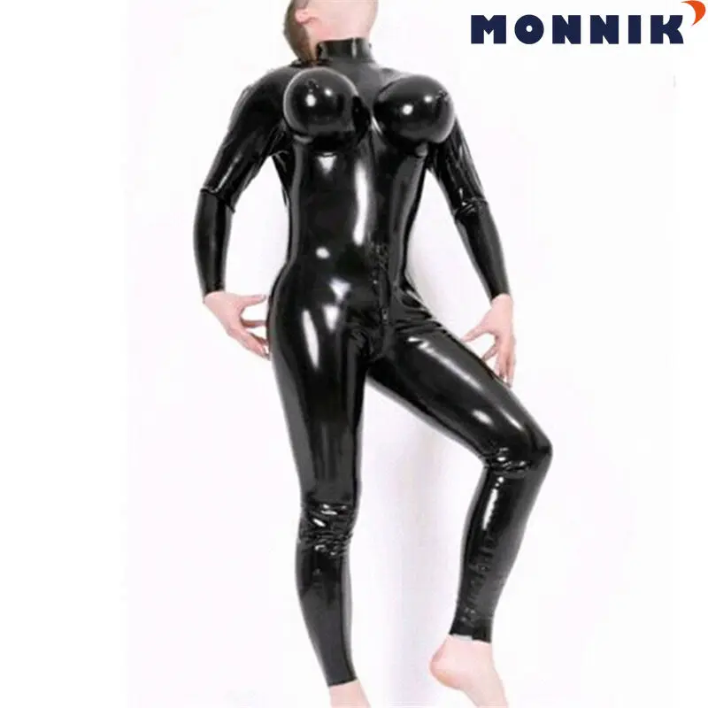 Женский латексный комбинезон MONNIK latexLatex с носками на молнии сзади резиновый боди