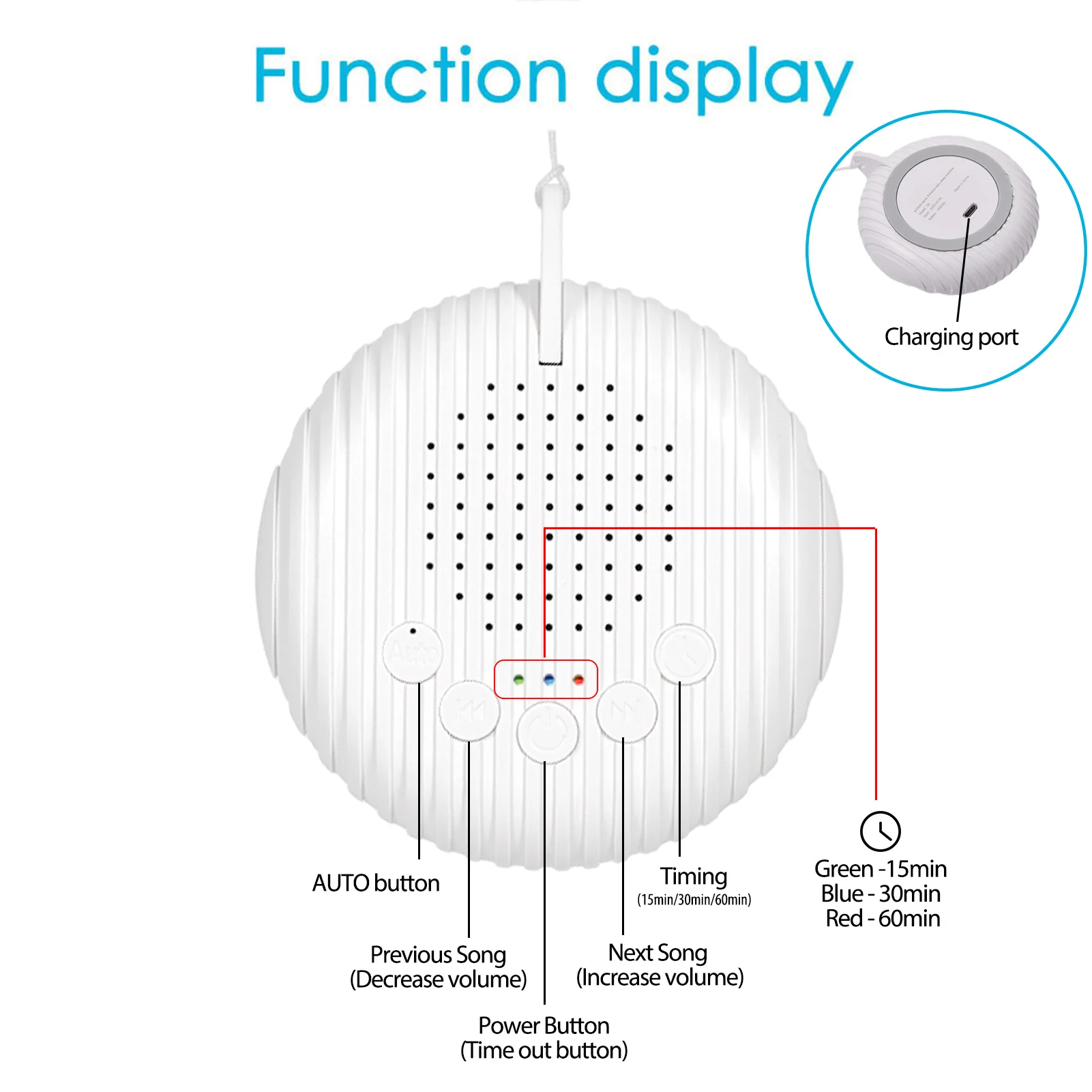 Baby White Noise Machine USB Rechargeable Timed Shutdown Sound Machine Sleep Soother Relaxation Monitor For Baby Adult Office