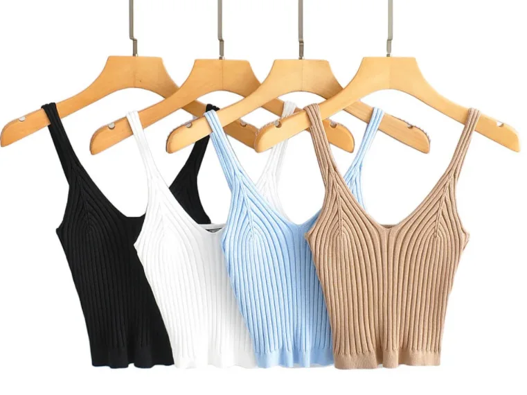 

Женский трикотажный топ с V-образным вырезом, синий/хаки/белый/черный