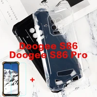 transparent phone case for doogee s88 pro s88plus back cover soft black tpu case for vidrio doogee s86 pro tempered glass cases