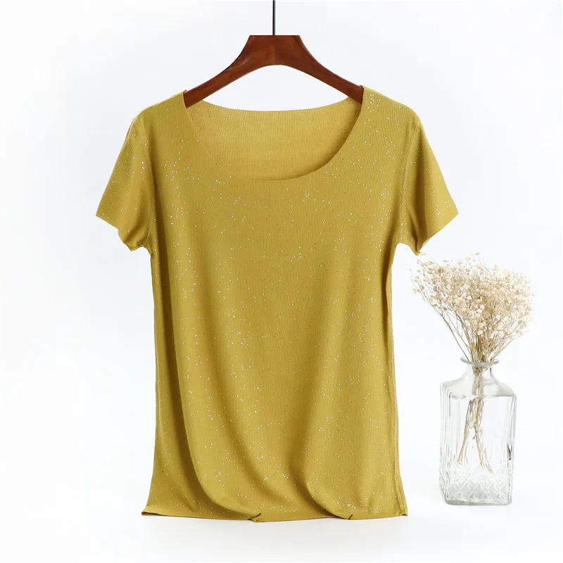 

Dasswei Modal Solid Loose T Shirt For Women Tops Summer O-Neck Short Sleeve Base Shirt Female TShirts Plus Size Blingbling Tees