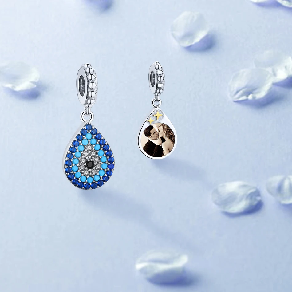 Подвеска Lucky Eye амулеты Синий CZ Кристалл на заказ фото бусы подходит для браслета