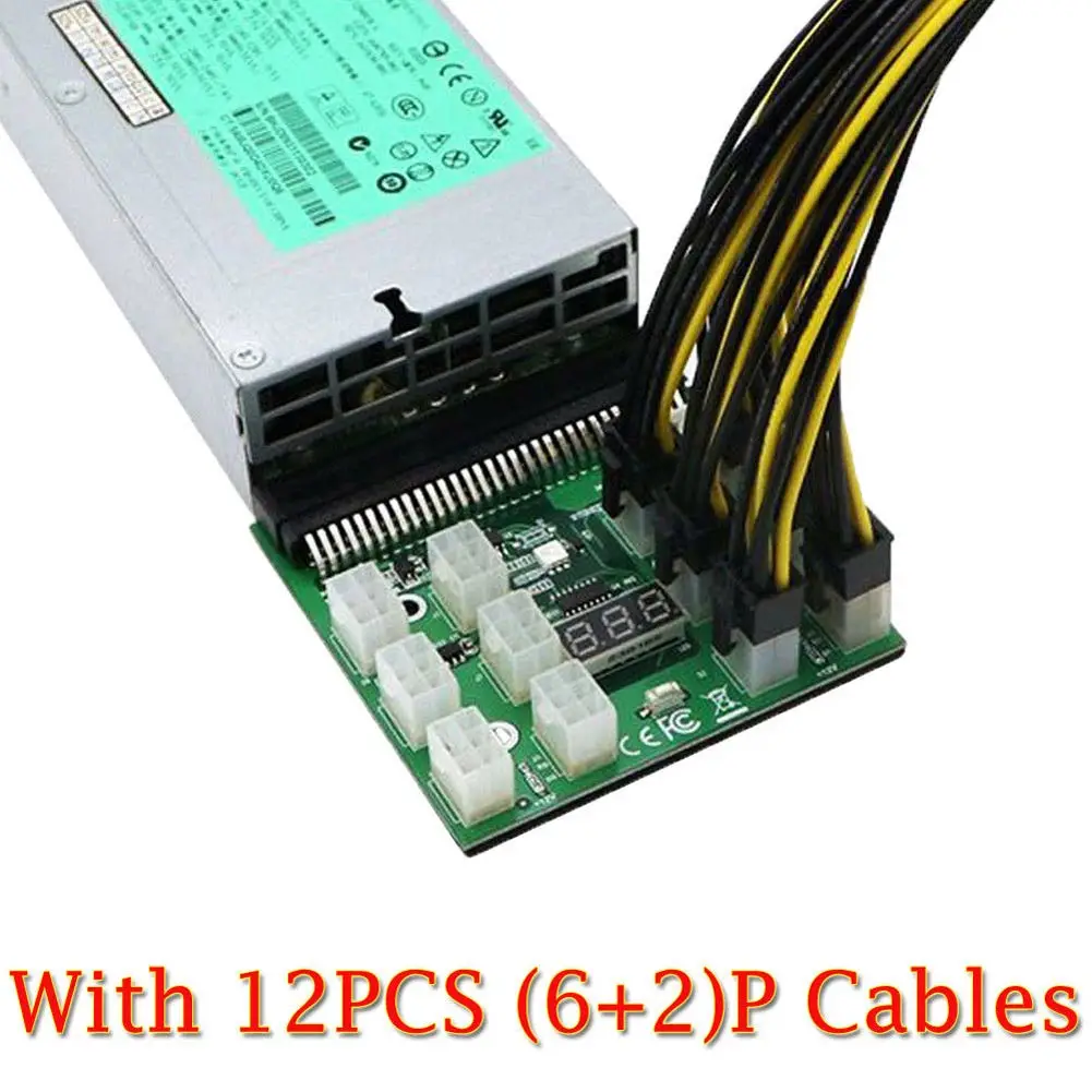 1200 Вт/750 Вт Breakout Board W кнопка для HP PSU GPU Mining Ethereum с кабелем 12 шт. 8P PUO88|Компьютерные