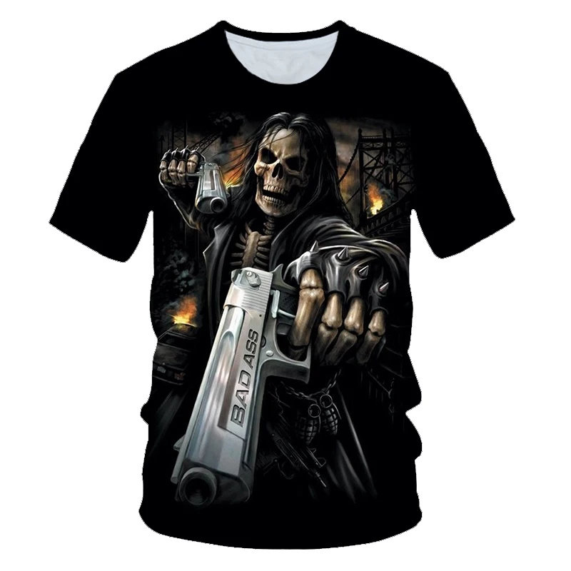 

2021 Summer Top Homme Hipster Pop Shirt Skull Beauty Cool 3D T-Shirts Mens Motorcycle Punk 3D Printed T-Shirt Men Clothes TShirt