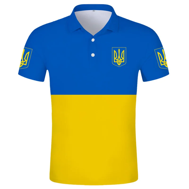 قميص بولو افعلها بنفسك مخصص ومجاني مع طباعة الصور ، قميص بولو مع العلم الوطني الأوكرانية ، لباس افعلها بنفسك