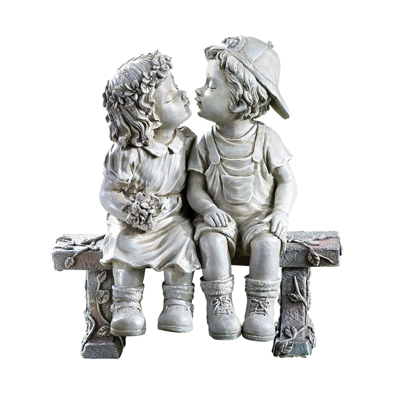 

Art Garden Boys and Girls Statue First Kiss Sculpture Tabletop Crafts Decor