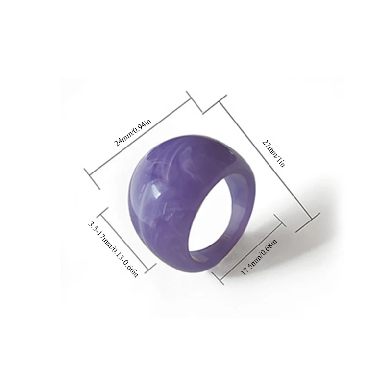 

Fashion Marble Pattern Round Geometry Acrylic Ring Colorful Vintage Jewelry Ins Vintage Resin Ring Transparent Irregular Ring