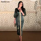 Женское вечернее платье Smileven, зеленое марокканское платье с рукавами-фонариками, длиной до щиколотки, для особых случаев, кафтан формальный