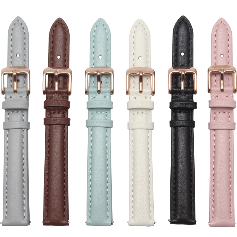 Ремешок из натуральной кожи для наручных часов женский браслет розового золота 12