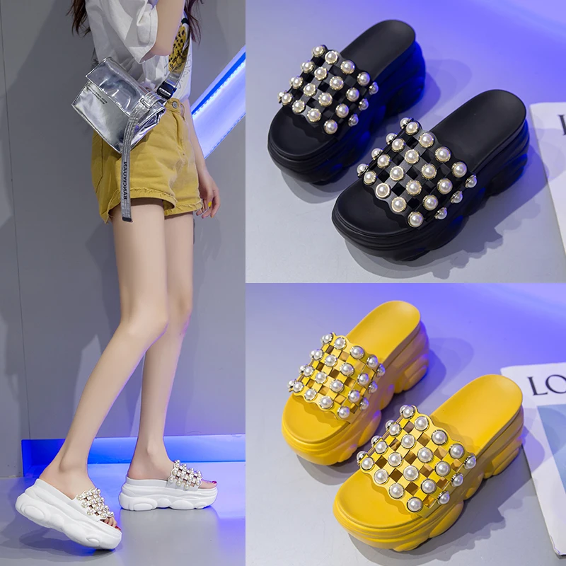 

2021 New women fashion spring & summer high heel sandals lady sexy comfortable sandals female cute pearl leather sandals 34-39