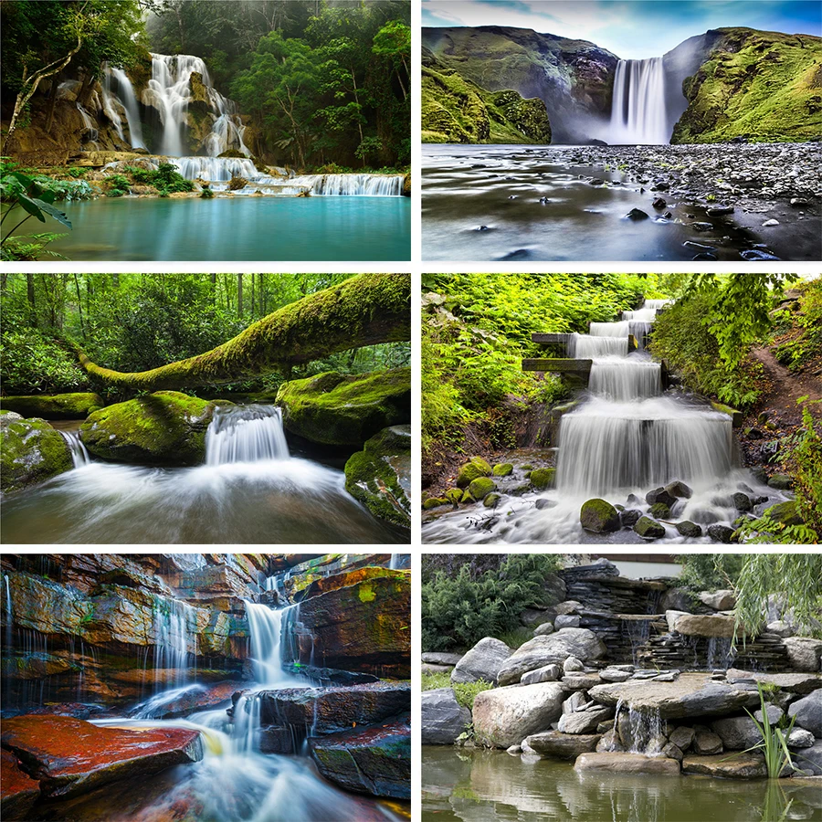 Nitree каменный лес воды занавеска природный пейзаж водопад фон фотостудия