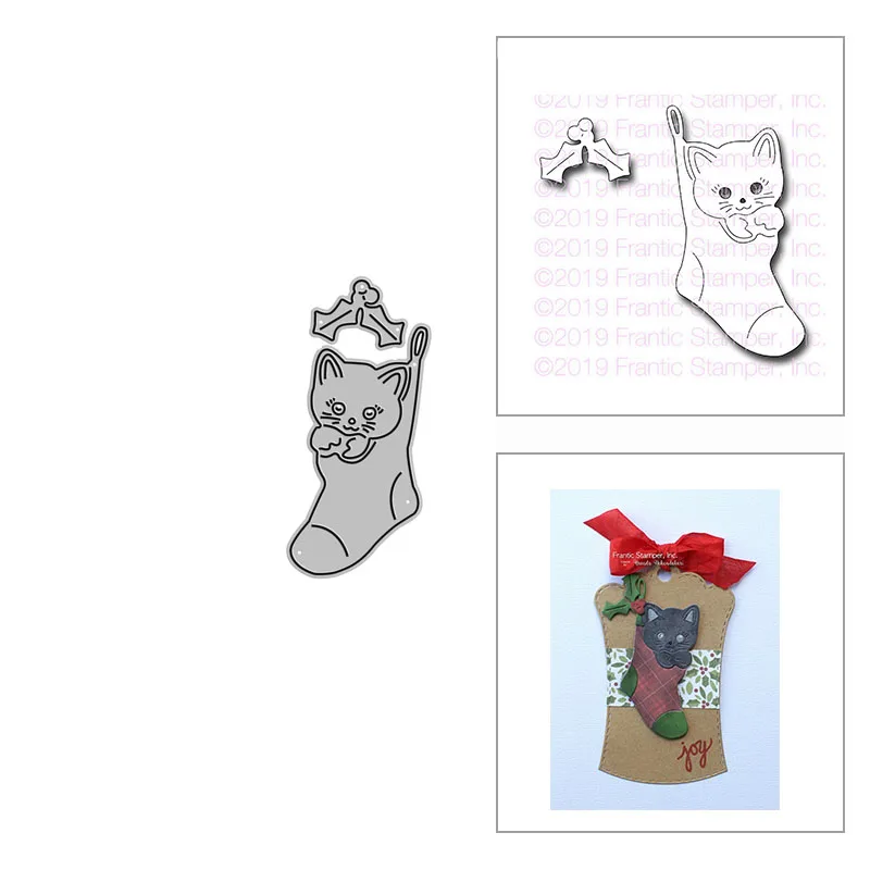 

2021 New Lovely Stockings Kitten Metal Cutting Dies for DIY Scrapbooking Decor and Card Making Paper Craft Embossing No Stamps