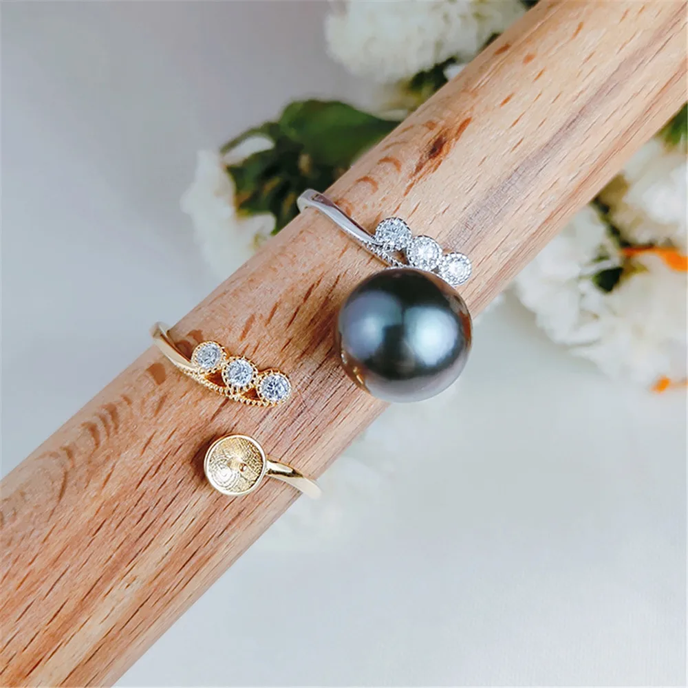

Ring Mount Pearl Accessories Adjustable Size 925 Sterling Silver Ring Jewelry DIY No Pearl