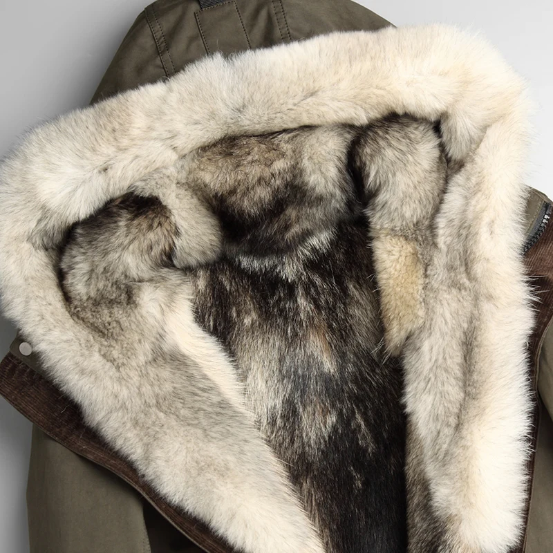 Натуральное меховое пальто парка из натурального меха волка мужская зимняя