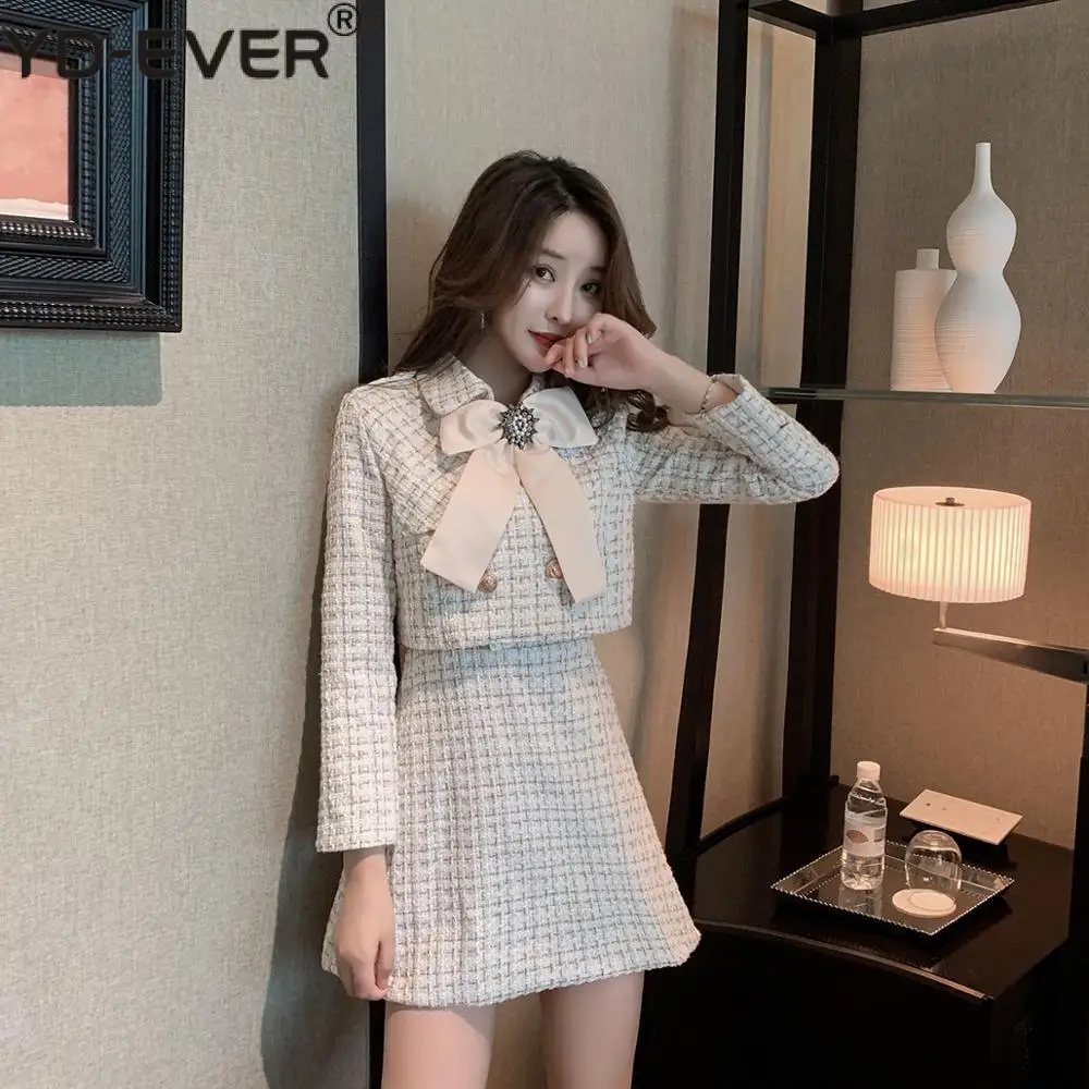 Женский элегантный твидовый костюм в клетку комплект из двух предметов женская