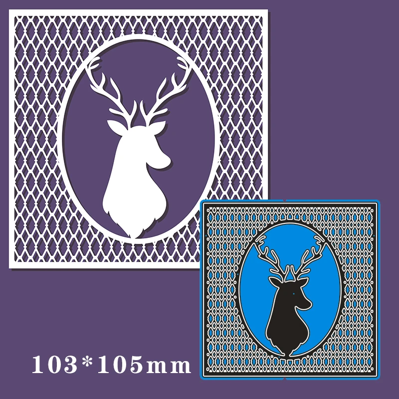 

Metal Cutting Dies grid deer head New Scrapbook paper decoration template Embossing DIY Paper Card Craft 103*105mm