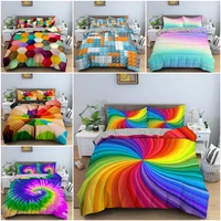 geometric printed bedding set colorful lines duvet cover with zipper closure queen king size quilt cover home textile