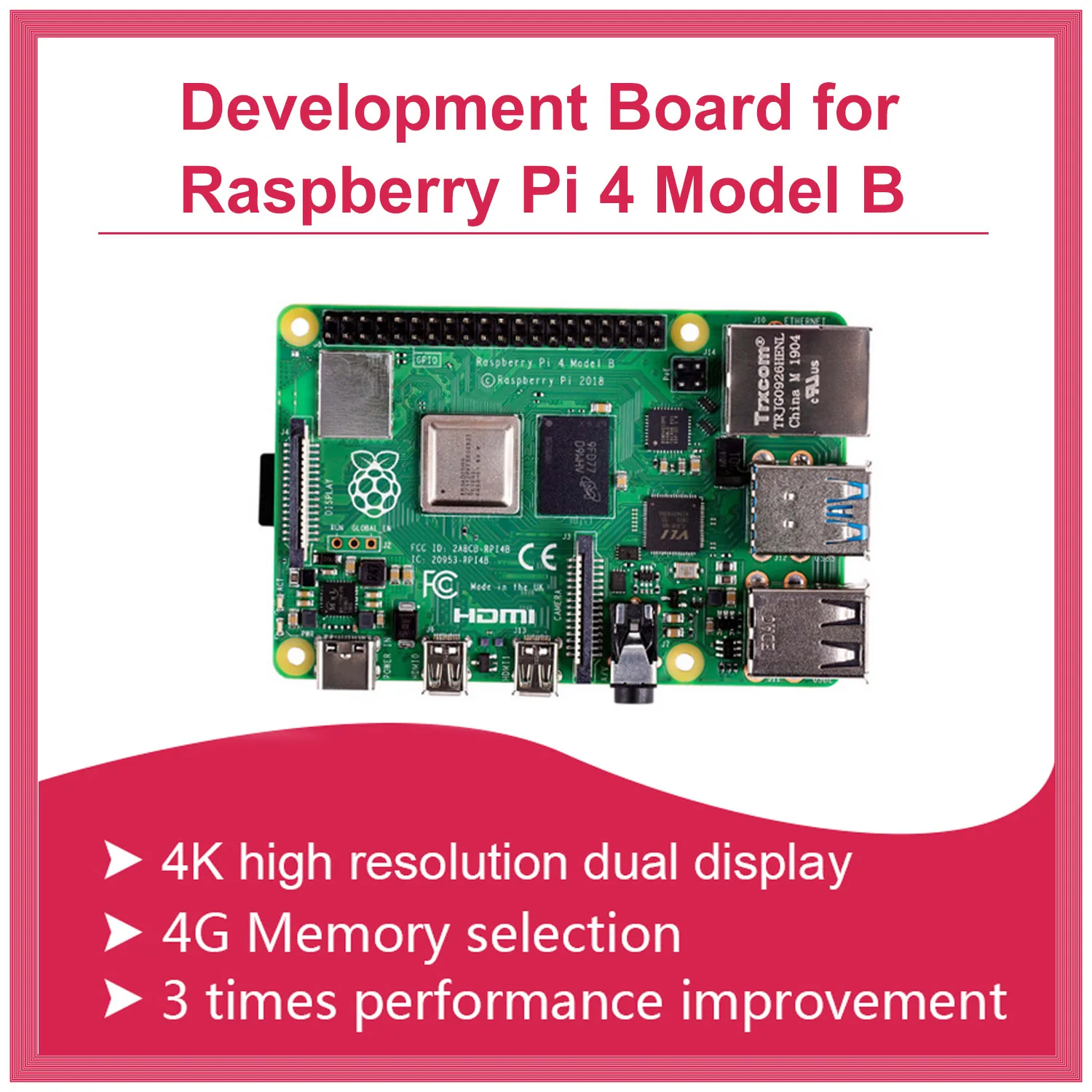 Elisona макетная плата Gigabit Ethernet двухдиапазонный Wi Fi Bluetooth 5 0 4K дисплей для Raspberry Pi 4 Model