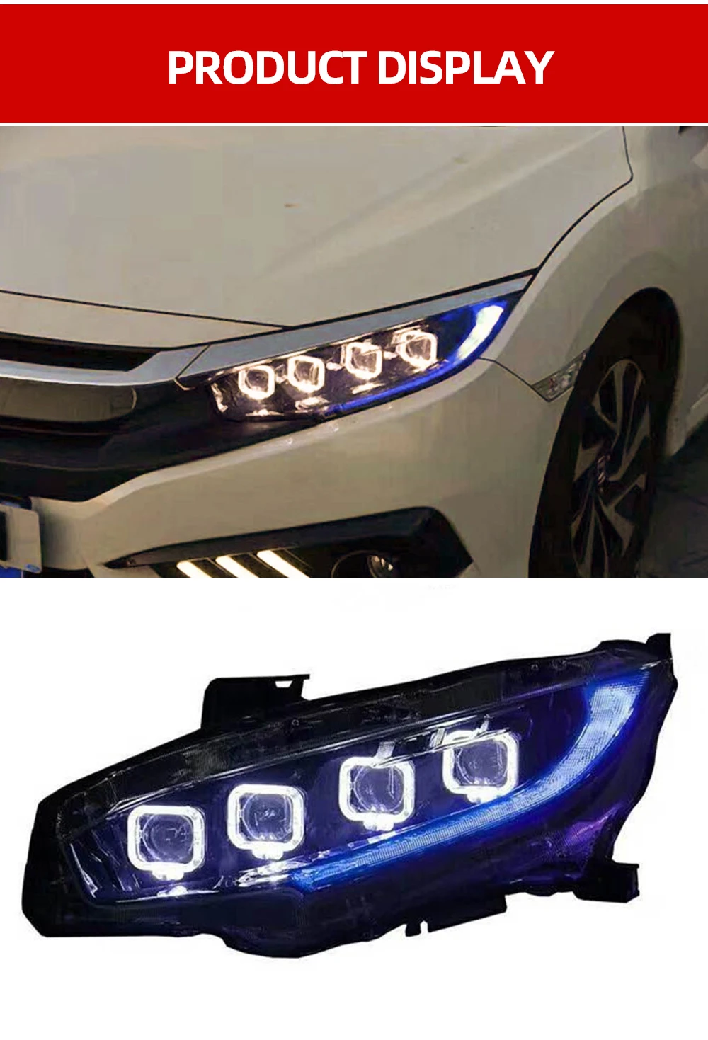 1 пара автомобилей головной светильник s для Honda Civic 10th HID светодиодный головной светильник s с движущимися поворота светильник налобный фонарь светодиодный DRL Передняя лампа