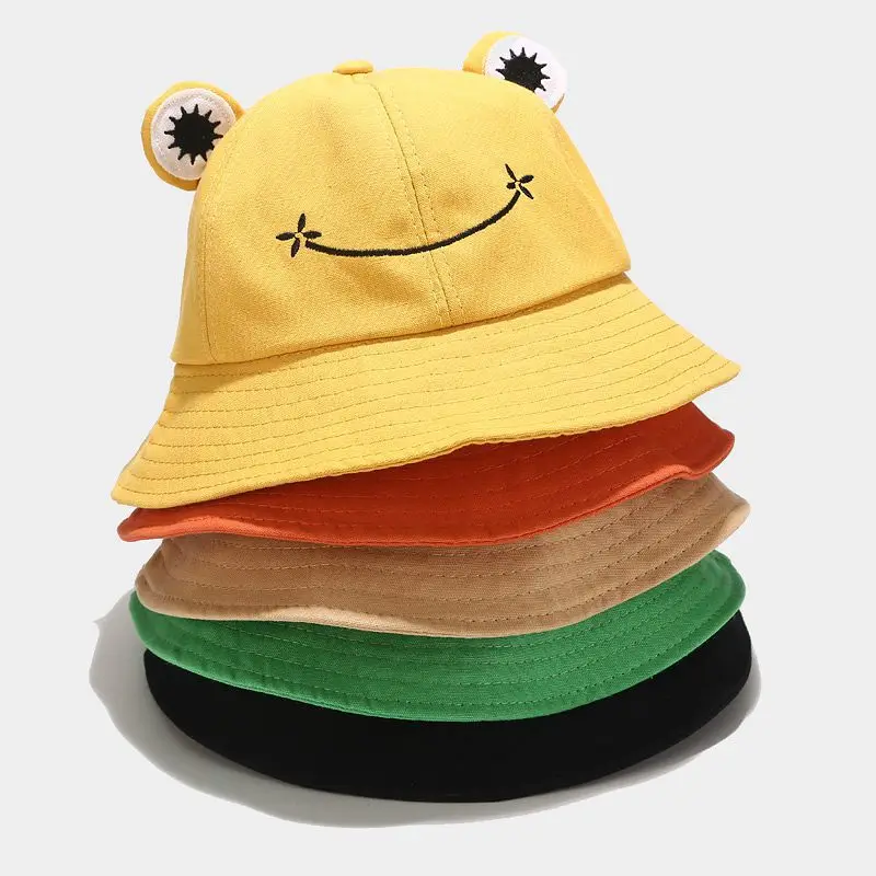 

Cute cartoon kids parents summer bucket hat Wide Brim Beach UV Protection Round Top Sunscreen Fisherman Cap