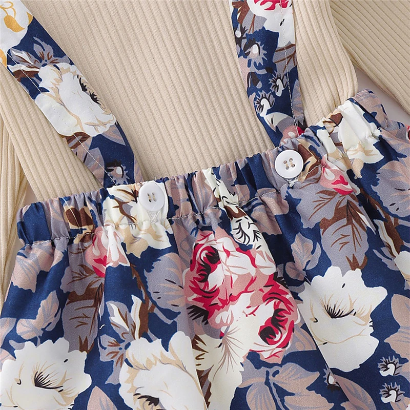 Комбинезоны для маленьких девочек 3 шт. боди + юбка с цветочным рисунком на