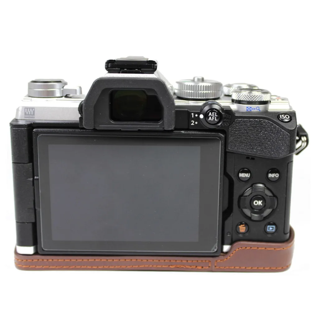 Ретро из искусственной кожи сумка для камеры Половина корпуса чехол Olympus PEN F EM5 EM10