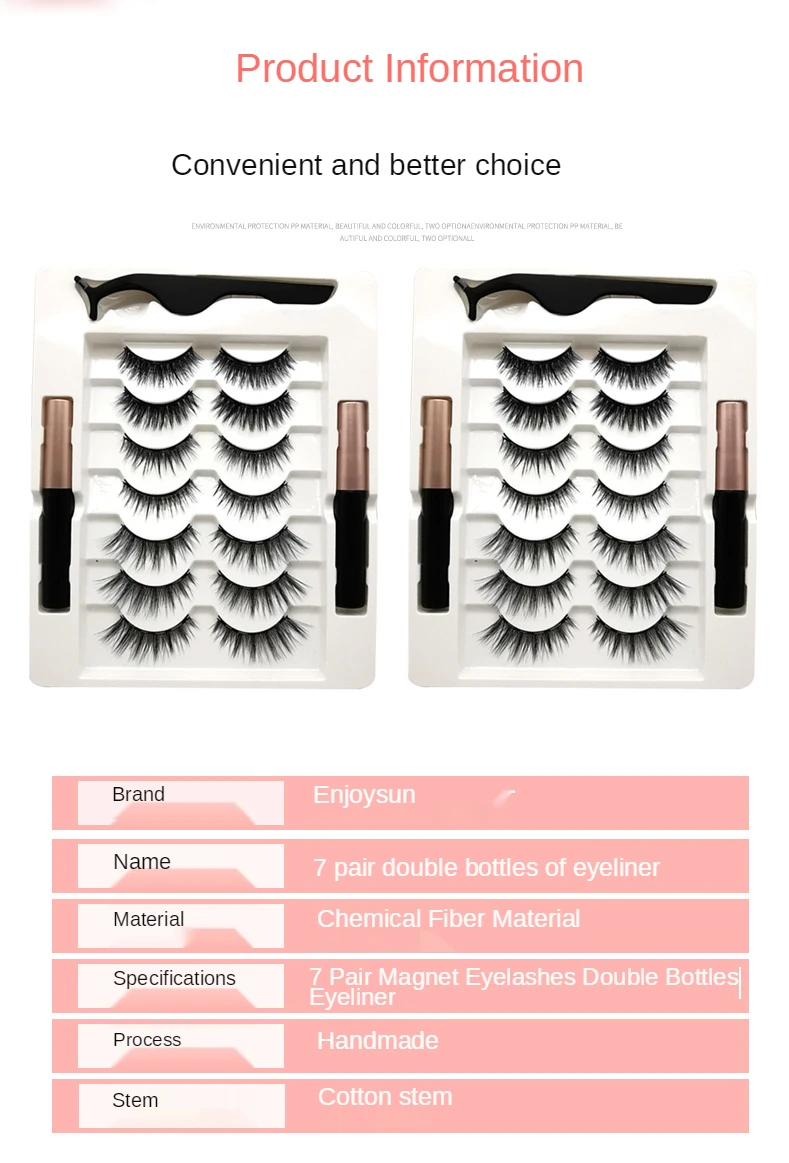

5 Magnet Eyelashes Natural Double Waterproof Eyeliner Tweezers Set 7 Pairs Magnetic Mink Fake Lash Kit Long Lasting Makeup Tools