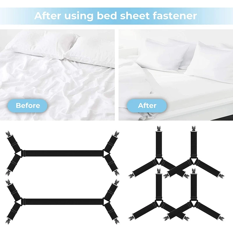 Bed Sheet Holder Straps Adjustable Elastic Crisscross Fasteners Suspenders Stays Clip | Дом и сад