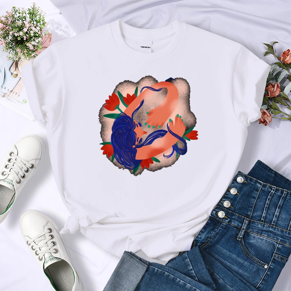 

Relaxing Print T-Shirt Women Anime Grace Top Harajuku Fashion Vintage Tees Cotton Cartoon T-Shirts for Women