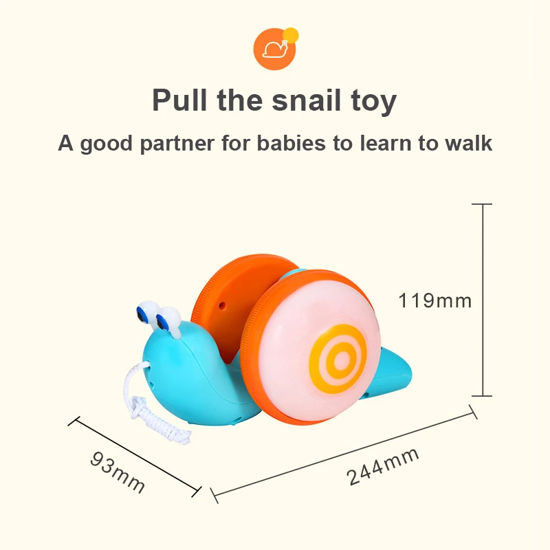 

Pull String Cartoon Snail Toy Slide Car Baby Learn To Crawl and Pull Toy with Light and Music Early Education Toys for Children