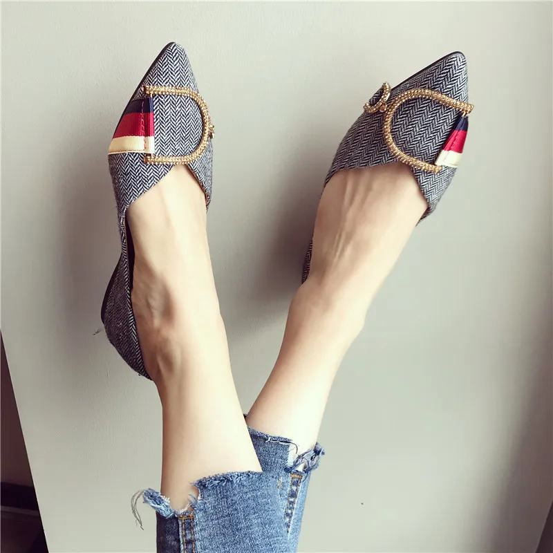 Dedo do pé Zapatos de Mujer Novas Senhoras Sapatos Planos Casuais Mulher Confortável Apontado Primavera Outono Marca Feminina Sapato 2021