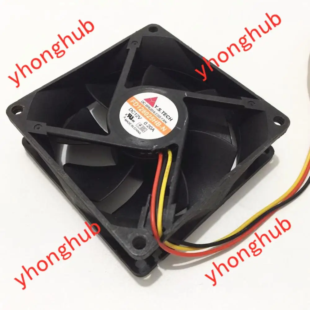 Y.S TECH FD128025HB N DC 12V 0.2A 80x80x25 мм 3 Провода Сервер вентилятор охлаждения|Кулеры и
