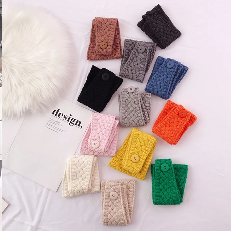 Накладной воротник Женский трикотажный шарф с пуговицами зимний ветрозащитный |