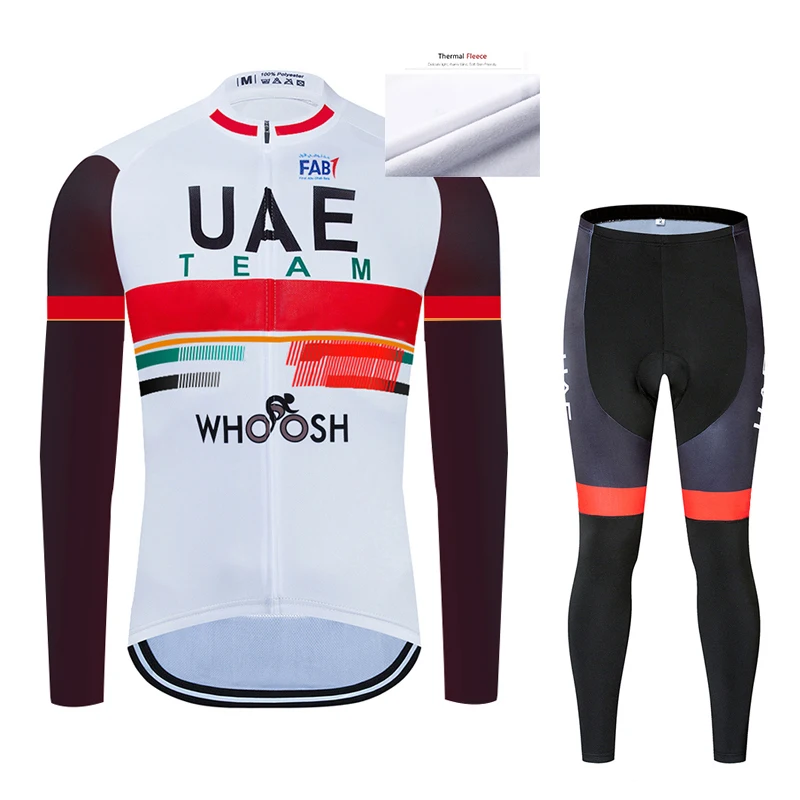 

Winter Men's Uae Cycling TEAM JERSEY Bike Suits Pants Sportswear Sleeve Set Thermal Fleece Male Shirt Bicycling Maillot Culotte