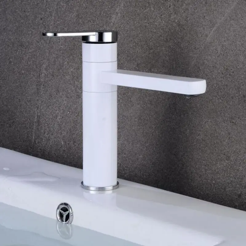 Горячий Холодный Смеситель белый кран Черный для раковины ванной комнаты на