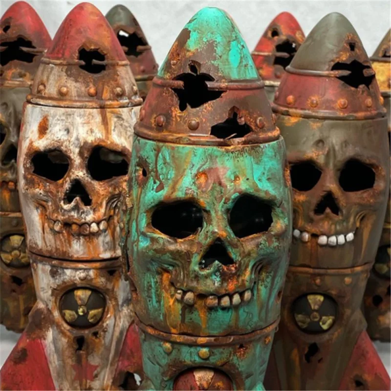 

Бомба с черепом, украшение из смолы, маленький декор с ядерной головой для двора, сада, дома, рабочего стола, украшение на Хэллоуин, REME889