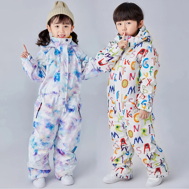 

Водонепроницаемый цельный лыжный костюм для мальчиков, с капюшоном, ветрозащитный спортивный комбинезон для девочек, Детский комбинезон для снежной погоды, Детская уличная одежда для сноуборда