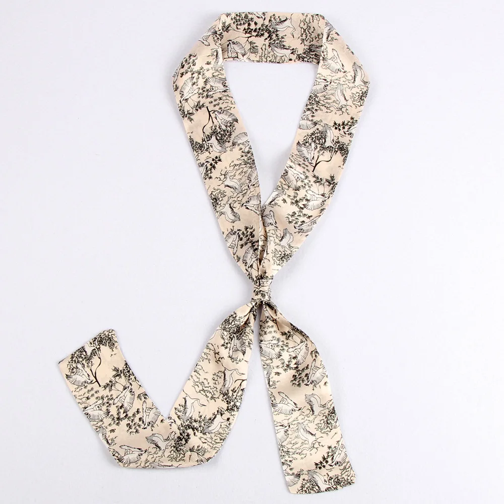 

Floral Silk Neck Scarf Satin Natural Neckerchief Hair Wrap Necktie HandBag Tie Headband Ribbons Fashion Thin Skinny Long Scarves