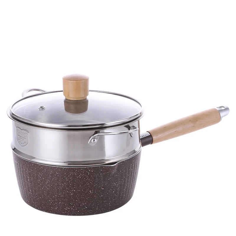 

Japanese snow pan health baby auxiliary food non-stick small soup milk noodle stew aluminium alloy pot steamer pot steamed set