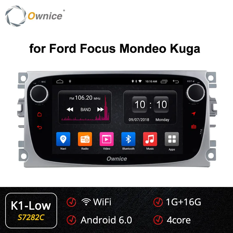 S7282 K1-Low Ownice K1 K2 K3 4G LTE Android 9,0 Octa 8 ядерный автомобильный dvd-плеер gps для FORD Mondeo S-MAX подключения фокуса 2 2008 2009 2010 2011 32G - Цвет: S7282 K1-Low